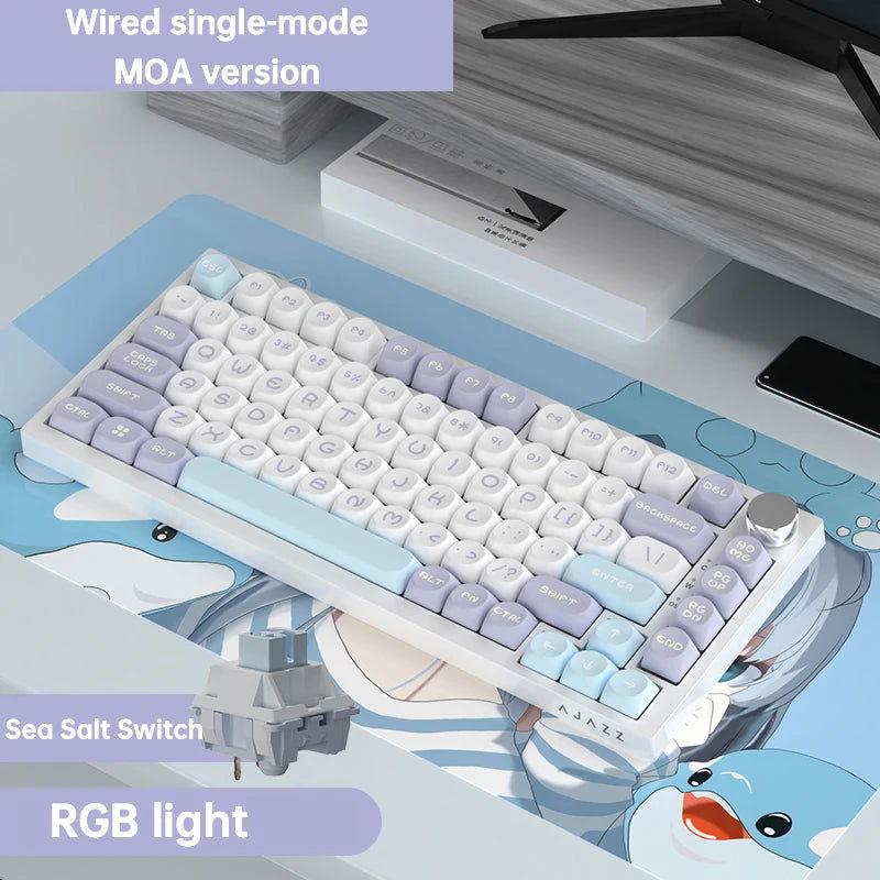 Ajazz Ak820 RGB Tri-Mode Gaming Mechanical Keyboard 82 Key Bluetooth 2.4GHz Wireless Gamer Keyboard Custom Gasket for Pc Laptop - Slobuy