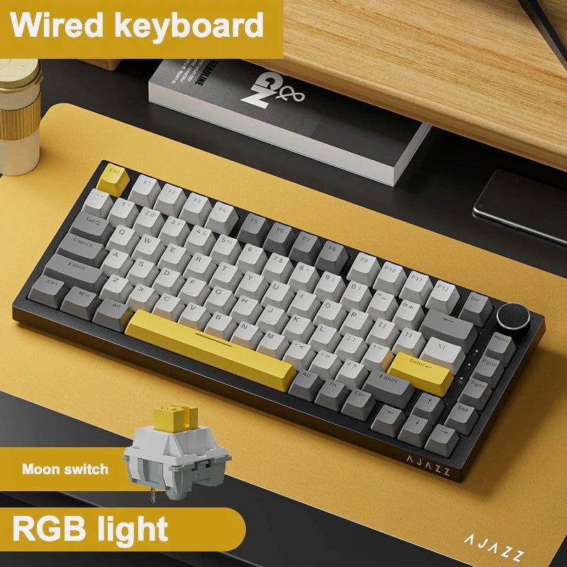 Ajazz Ak820 RGB Tri-Mode Gaming Mechanical Keyboard 82 Key Bluetooth 2.4GHz Wireless Gamer Keyboard Custom Gasket for Pc Laptop - Slobuy