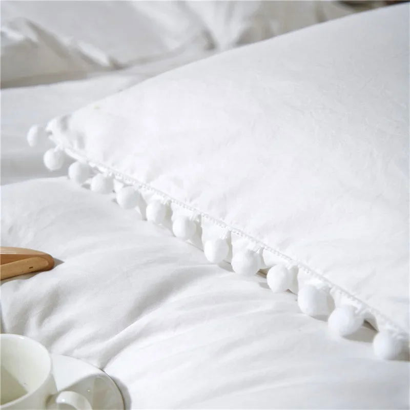 American Size Furball Tassel Duvet Cover Set Luxury King Queen Size Bedding Set Twin Full Quilt Covers Juego De Ropa De Cama - Slobuy
