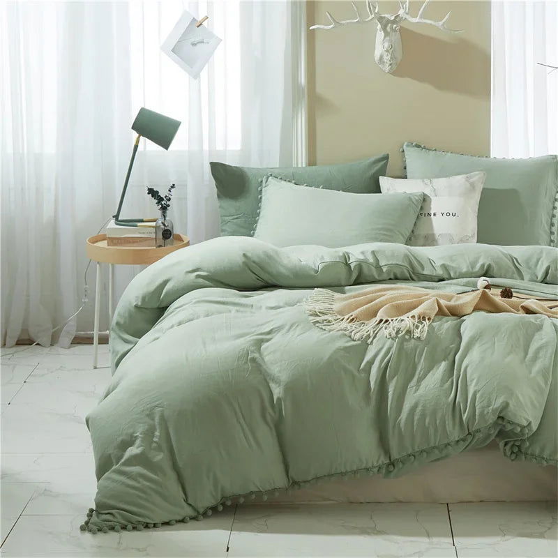 American Size Furball Tassel Duvet Cover Set Luxury King Queen Size Bedding Set Twin Full Quilt Covers Juego De Ropa De Cama - Slobuy