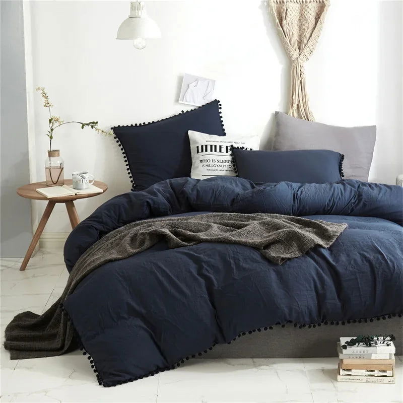 American Size Furball Tassel Duvet Cover Set Luxury King Queen Size Bedding Set Twin Full Quilt Covers Juego De Ropa De Cama - Slobuy