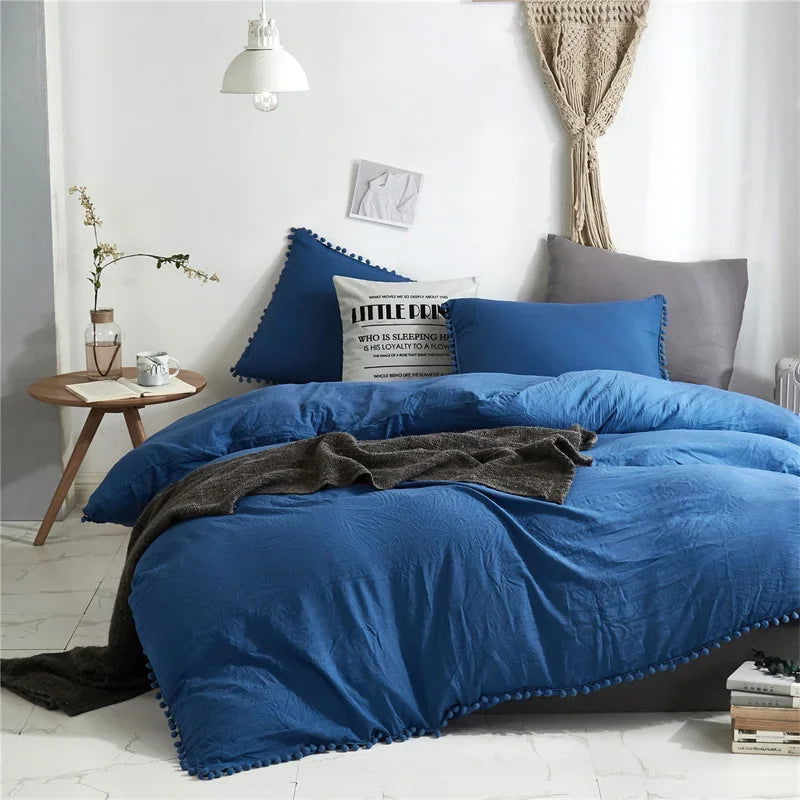 American Size Furball Tassel Duvet Cover Set Luxury King Queen Size Bedding Set Twin Full Quilt Covers Juego De Ropa De Cama - Slobuy