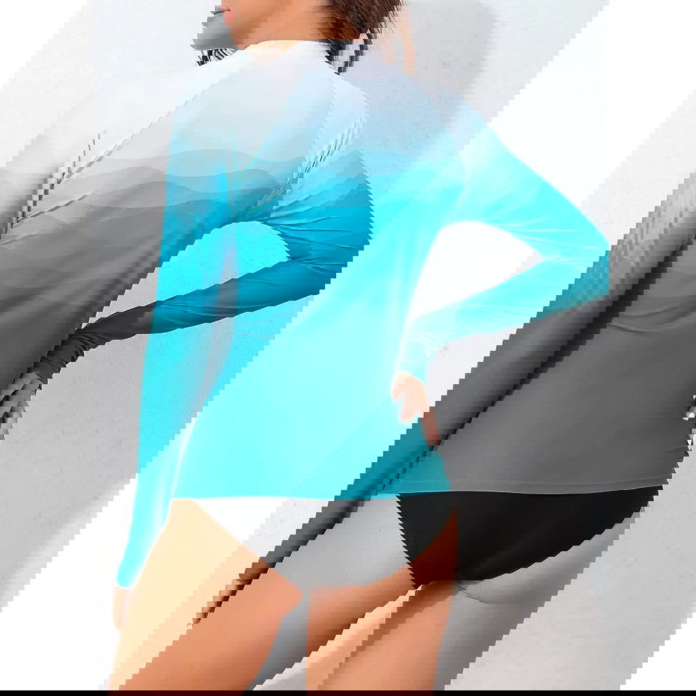 Anfilia Women Rashguard Long Sleeves Printed Crew Neck with Thumb Holes Surfing Shirt Skin-Friendly UPF 50+ Swimsuit - Slobuy