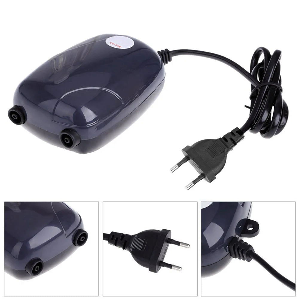 Aquarium Air Pump Fish Tank Mini Compressor Single Double Outlet with Check Valve Tube Aquatic Accessories 220V 3W 5W - Slobuy
