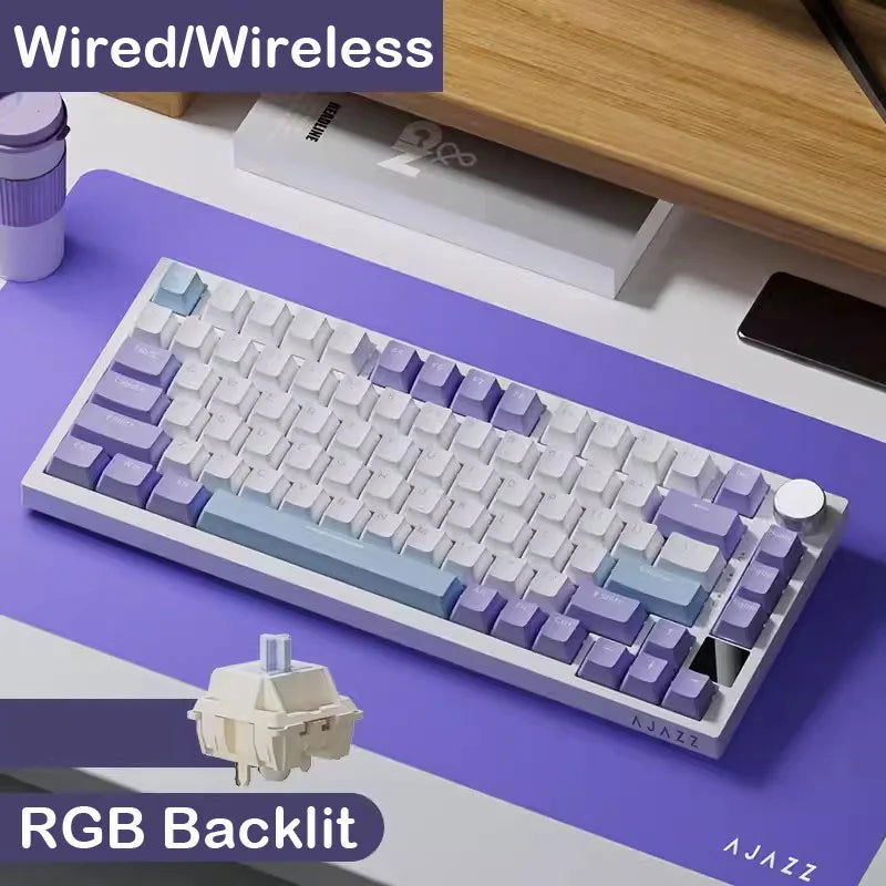 AJAZZ AK820/AK820Proo Mechanical Keyboard TFT Screen Multifunctional Knob Gaming Keyboard Wired/2.4GHz/BT Connect PC Keyboard - Slobuy