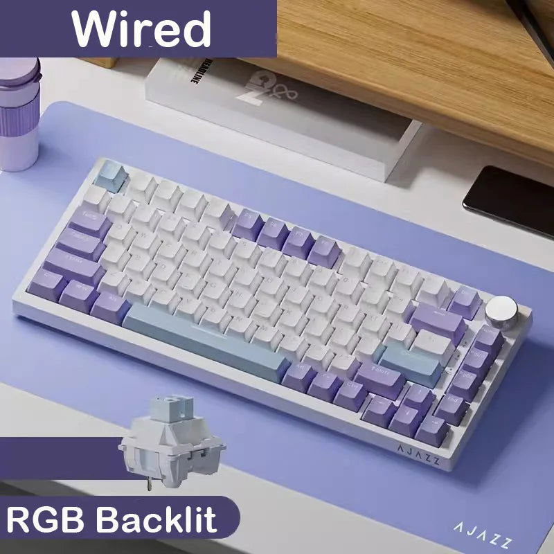 AJAZZ AK820/AK820Proo Mechanical Keyboard TFT Screen Multifunctional Knob Gaming Keyboard Wired/2.4GHz/BT Connect PC Keyboard - Slobuy