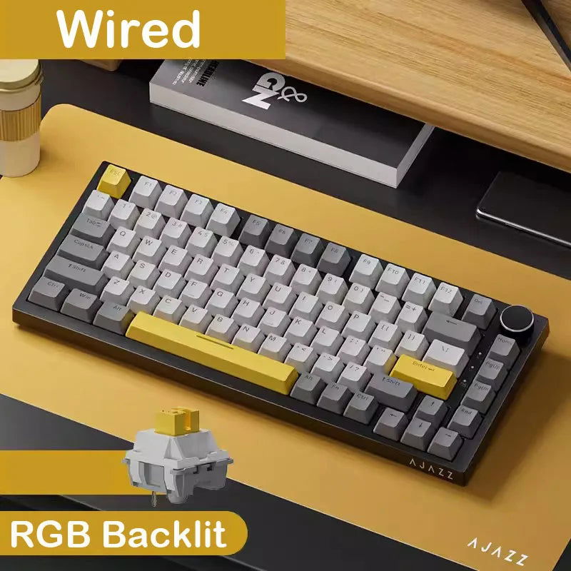 AJAZZ AK820/AK820Proo Mechanical Keyboard TFT Screen Multifunctional Knob Gaming Keyboard Wired/2.4GHz/BT Connect PC Keyboard - Slobuy