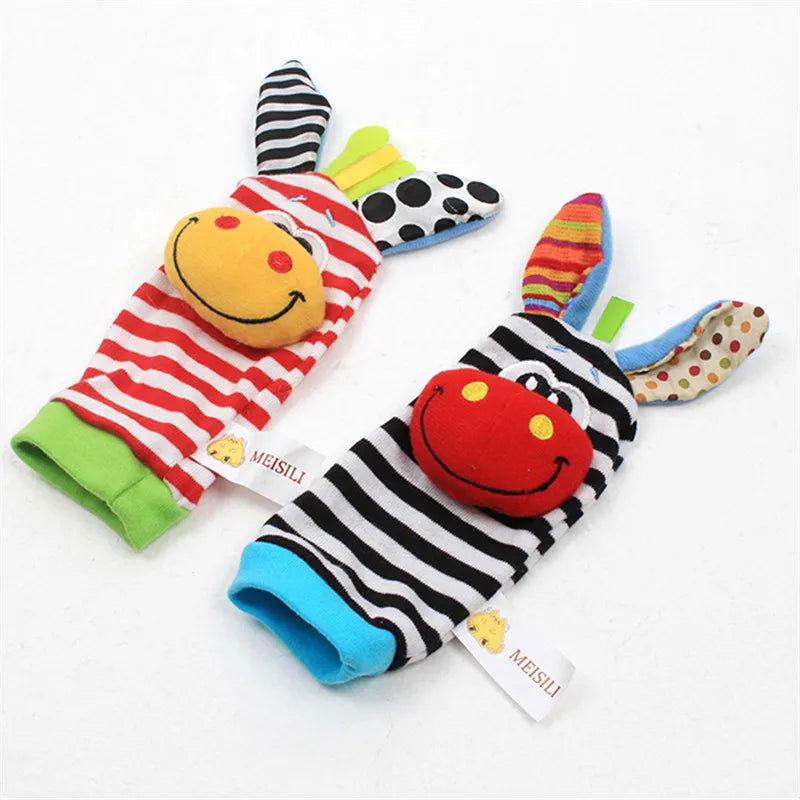Baby Toys 0 6 12 Months Cute Stuffed Animals Baby Rattle Socks Wrist Baby Rattles Newborn Toys Make Sounds Games For Babies - Slobuy
