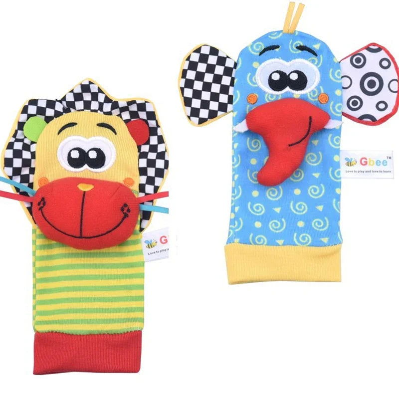 Baby Toys 0 6 12 Months Cute Stuffed Animals Baby Rattle Socks Wrist Baby Rattles Newborn Toys Make Sounds Games For Babies - Slobuy