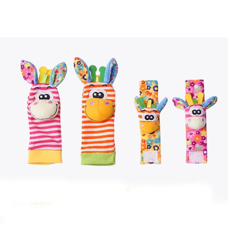 Baby Toys 0 6 12 Months Cute Stuffed Animals Baby Rattle Socks Wrist Baby Rattles Newborn Toys Make Sounds Games For Babies - Slobuy