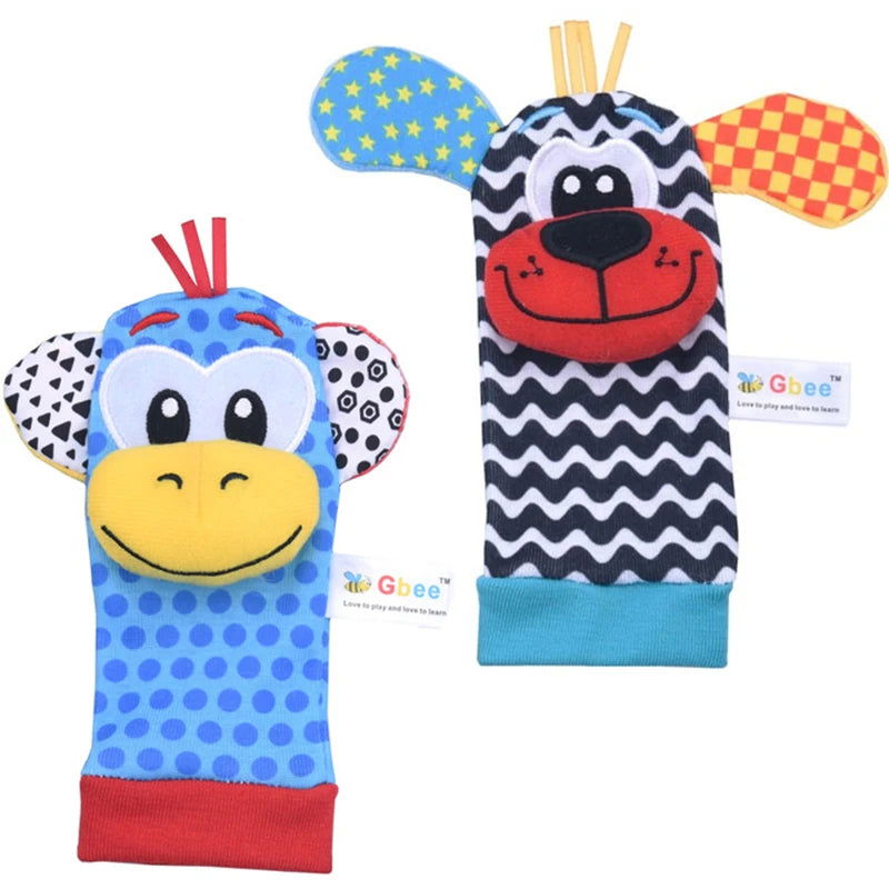 Baby Toys 0 6 12 Months Cute Stuffed Animals Baby Rattle Socks Wrist Baby Rattles Newborn Toys Make Sounds Games For Babies - Slobuy