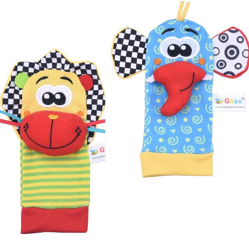Baby Toys 0 6 12 Months Cute Stuffed Animals Baby Rattle Socks Wrist Baby Rattles Newborn Toys Make Sounds Games For Babies - Slobuy