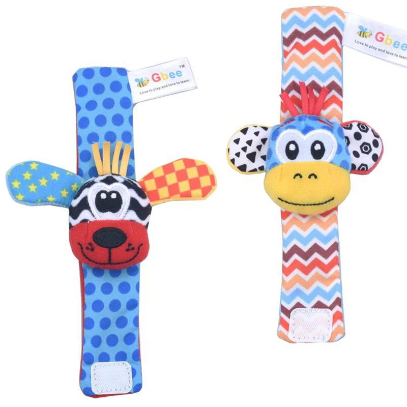 Baby Toys 0 6 12 Months Cute Stuffed Animals Baby Rattle Socks Wrist Baby Rattles Newborn Toys Make Sounds Games For Babies - Slobuy