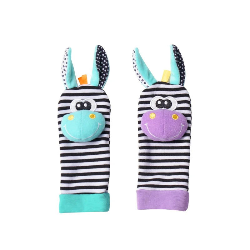 Baby Toys 0 6 12 Months Cute Stuffed Animals Baby Rattle Socks Wrist Baby Rattles Newborn Toys Make Sounds Games For Babies - Slobuy
