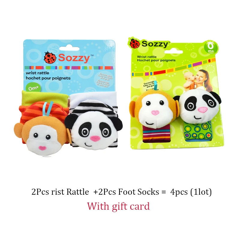 Baby Toys 0 6 12 Months Cute Stuffed Animals Baby Rattle Socks Wrist Baby Rattles Newborn Toys Make Sounds Games For Babies - Slobuy