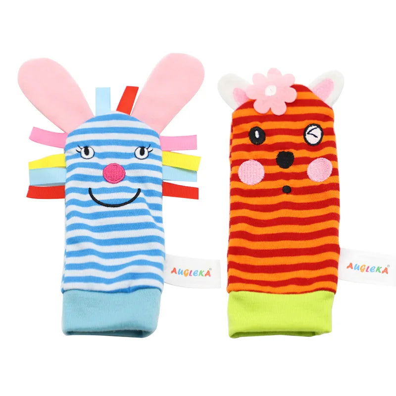 Baby Toys 0 6 12 Months Cute Stuffed Animals Baby Rattle Socks Wrist Baby Rattles Newborn Toys Make Sounds Games For Babies - Slobuy