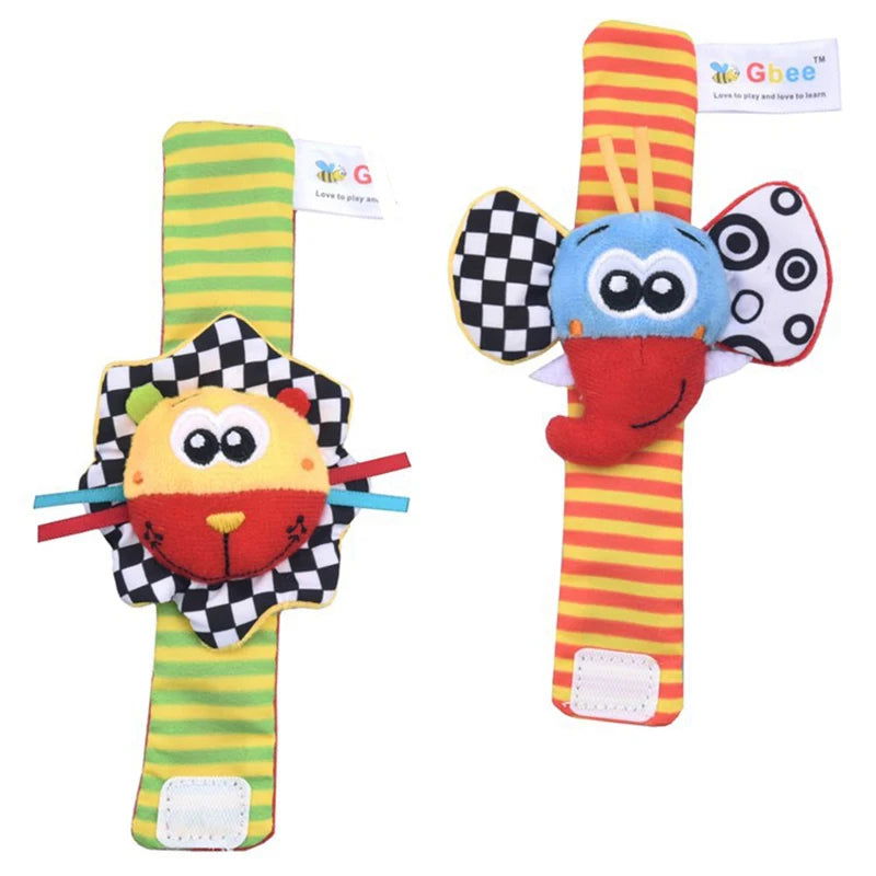 Baby Toys 0 6 12 Months Cute Stuffed Animals Baby Rattle Socks Wrist Baby Rattles Newborn Toys Make Sounds Games For Babies - Slobuy