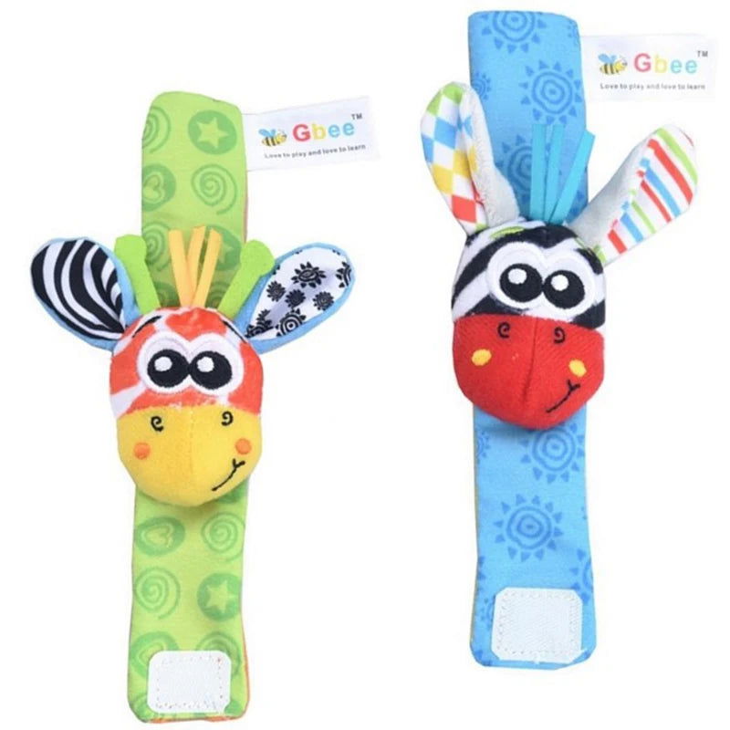 Baby Toys 0 6 12 Months Cute Stuffed Animals Baby Rattle Socks Wrist Baby Rattles Newborn Toys Make Sounds Games For Babies - Slobuy