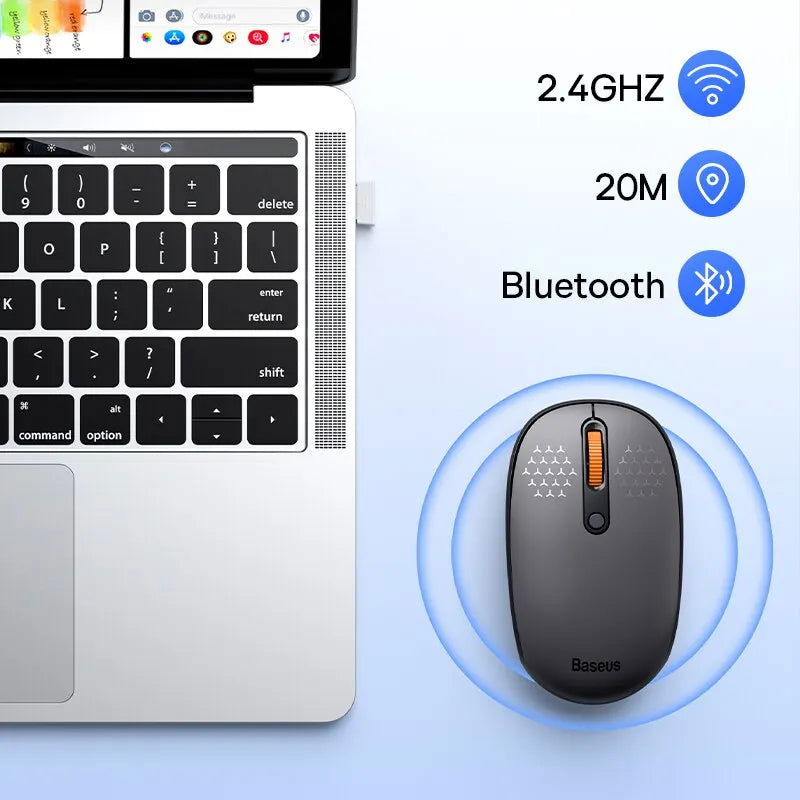 Baseus F01B Mouse Wireless Bluetooth 5.0 Mouse 1600 DPI Silent Click For MacBook Tablet Laptop PC Gaming Accessories - Slobuy