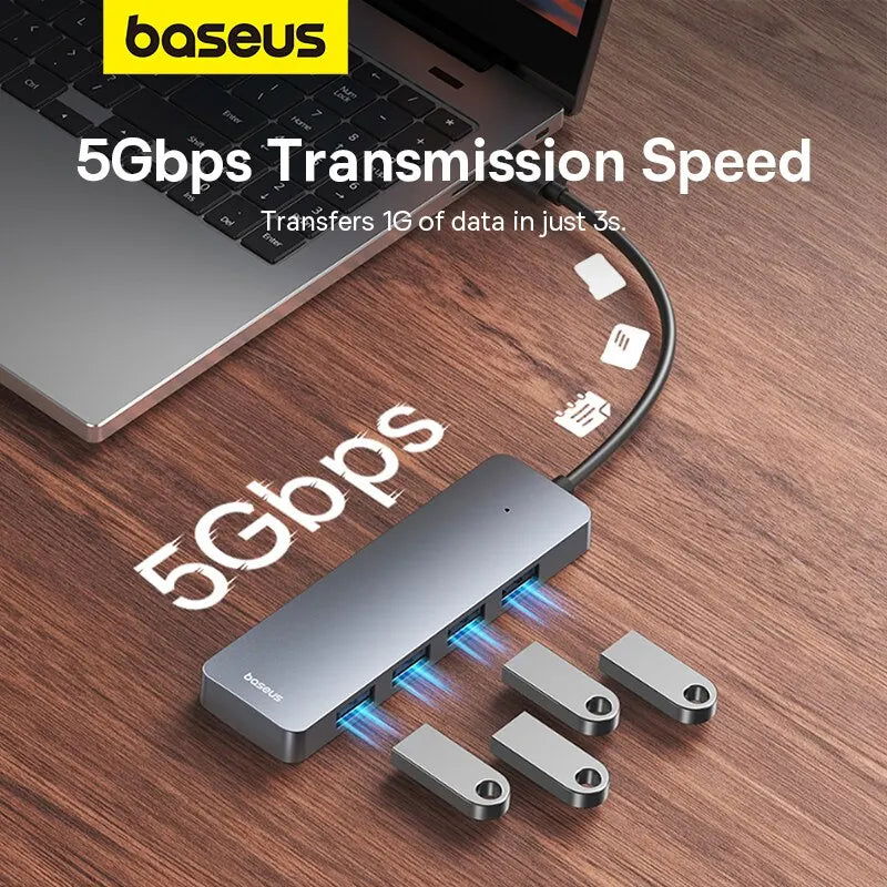 Baseus Usb Hub 4 Port ABS Hub Usb 3 0 for Laptop Multi Splitter Adapter For Xiaomi Lenovo Macbook PC Computer Accessories - Slobuy