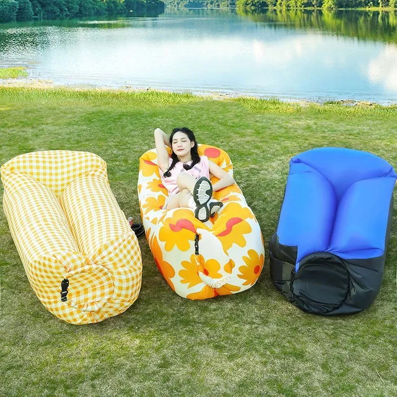 Beach Lounger Air Portable Inflatable Sofa Bed Furniture Rest Reclining Chair Camping Equipment 2 Seat Outdoor Garden Loungers - Slobuy