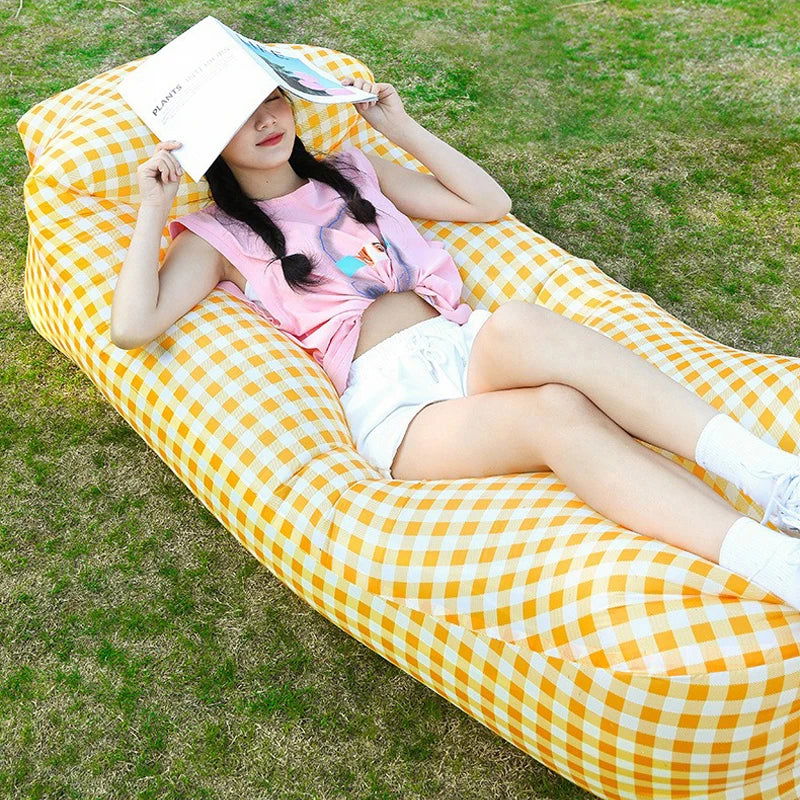 Beach Lounger Air Portable Inflatable Sofa Bed Furniture Rest Reclining Chair Camping Equipment 2 Seat Outdoor Garden Loungers - Slobuy
