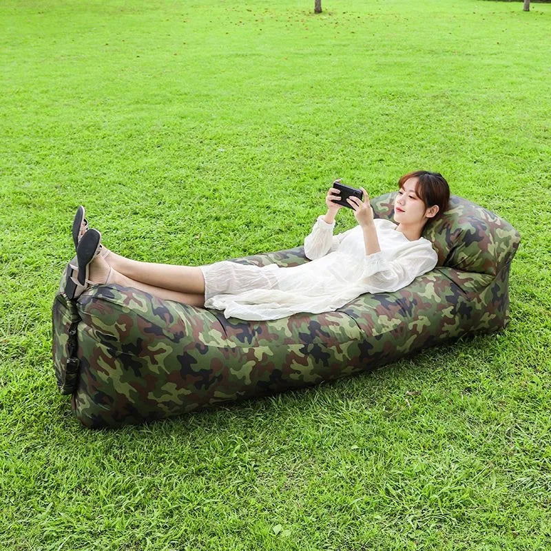Beach Lounger Air Portable Inflatable Sofa Bed Furniture Rest Reclining Chair Camping Equipment 2 Seat Outdoor Garden Loungers - Slobuy