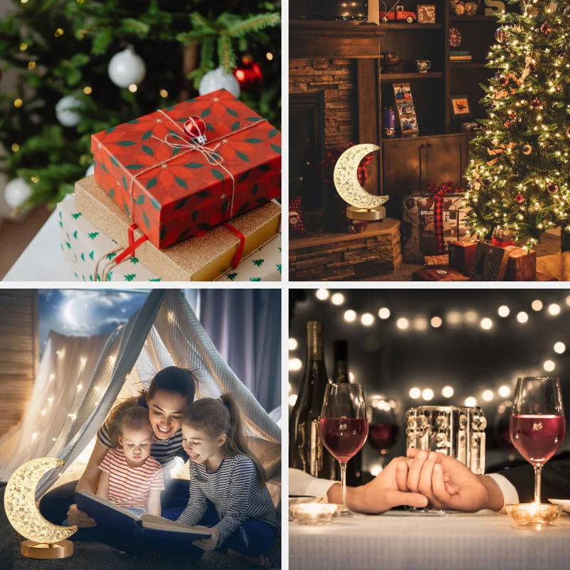Bedroom Crystal Touch Dimming Night Light Girls Room Home Decor Aesthetics USB Bedside LED Ambient Table 3d Moon Lamp - Slobuy
