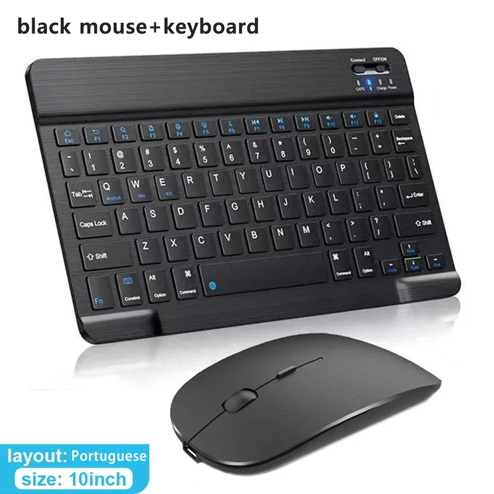 Bluetooth Wireless Keyboard Mouse For IOS Android Windows Tablet For iPad Air Mini Pro Spanish Korean Portugal Russian Keyboard - Slobuy