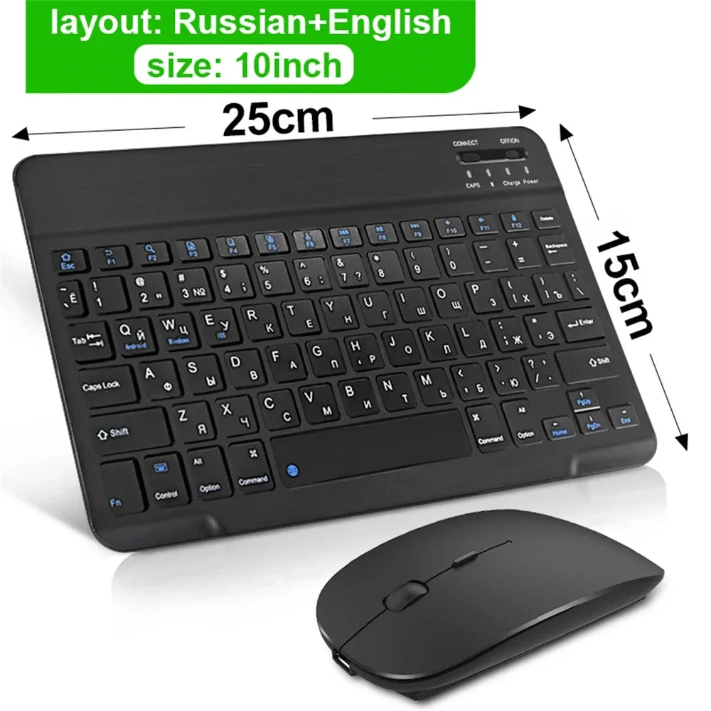 Bluetooth Wireless Keyboard Mouse For IOS Android Windows Tablet For iPad Air Mini Pro Spanish Korean Portugal Russian Keyboard - Slobuy