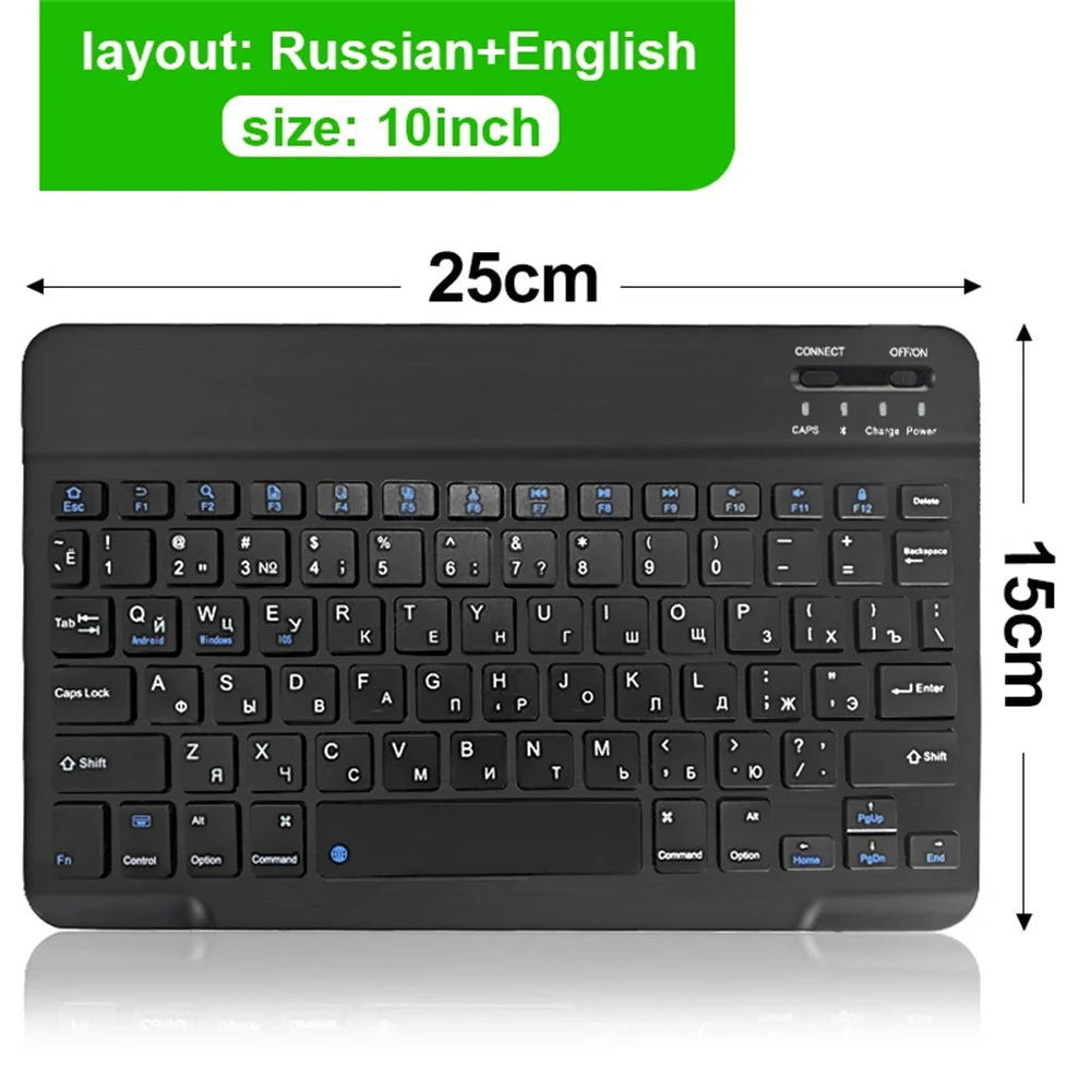 Bluetooth Wireless Keyboard Mouse For IOS Android Windows Tablet For iPad Air Mini Pro Spanish Korean Portugal Russian Keyboard - Slobuy