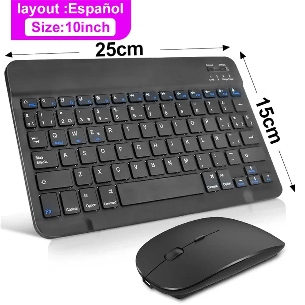 Bluetooth Wireless Keyboard Mouse For IOS Android Windows Tablet For iPad Air Mini Pro Spanish Korean Portugal Russian Keyboard - Slobuy