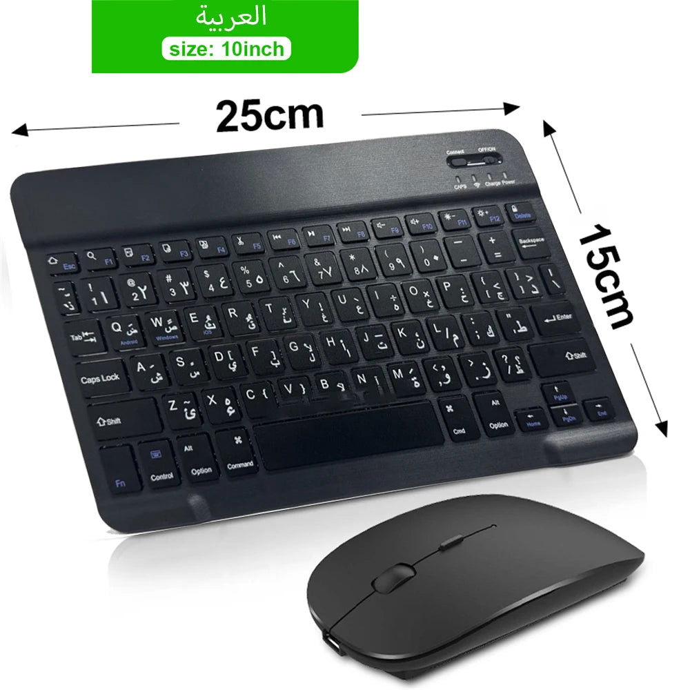 Bluetooth Wireless Keyboard Mouse For IOS Android Windows Tablet For iPad Air Mini Pro Spanish Korean Portugal Russian Keyboard - Slobuy