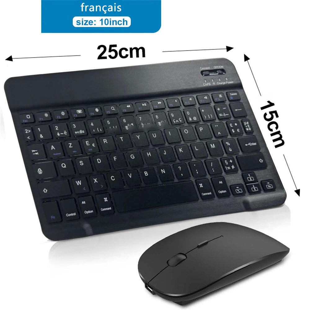 Bluetooth Wireless Keyboard Mouse For IOS Android Windows Tablet For iPad Air Mini Pro Spanish Korean Portugal Russian Keyboard - Slobuy
