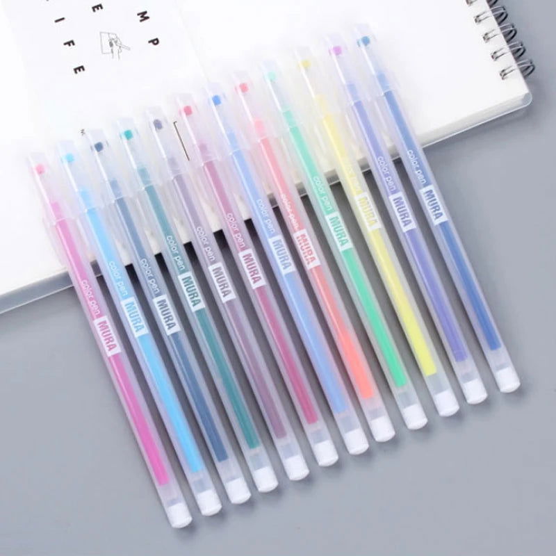 24/12PCS/Box Color Gel Pen Refill Set Kawaii 0.5mm Candy Colors Ballpoint Pens Student Office Writing Pens School Stationery - Slobuy