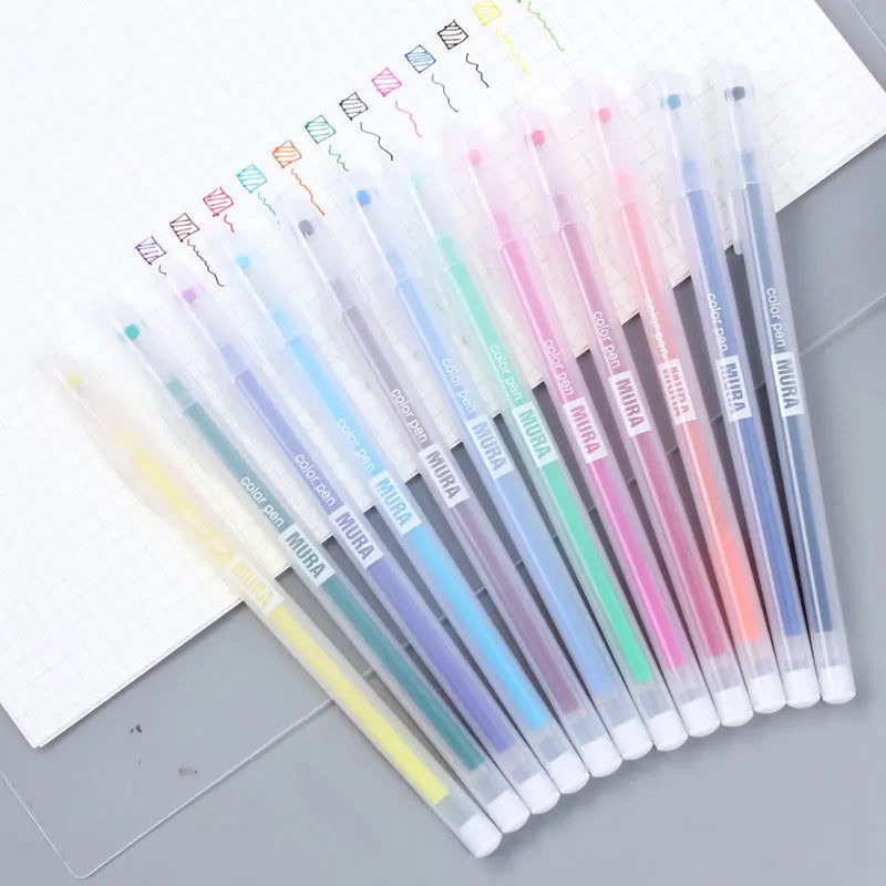 24/12PCS/Box Color Gel Pen Refill Set Kawaii 0.5mm Candy Colors Ballpoint Pens Student Office Writing Pens School Stationery - Slobuy