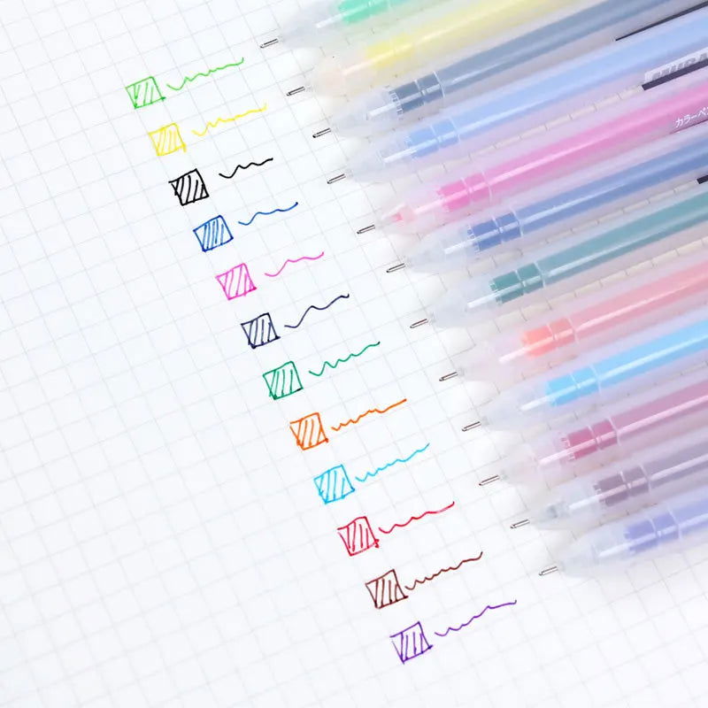 24/12PCS/Box Color Gel Pen Refill Set Kawaii 0.5mm Candy Colors Ballpoint Pens Student Office Writing Pens School Stationery - Slobuy