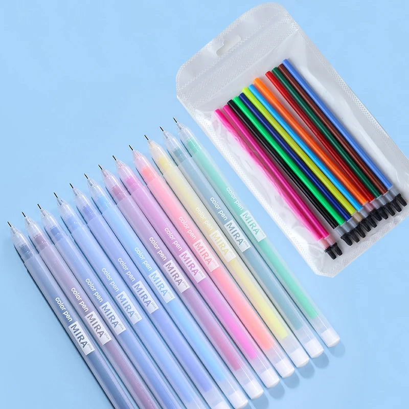 24/12PCS/Box Color Gel Pen Refill Set Kawaii 0.5mm Candy Colors Ballpoint Pens Student Office Writing Pens School Stationery - Slobuy