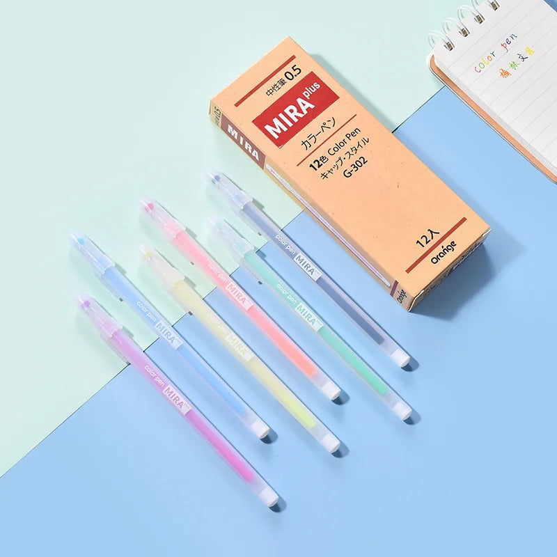 24/12PCS/Box Color Gel Pen Refill Set Kawaii 0.5mm Candy Colors Ballpoint Pens Student Office Writing Pens School Stationery - Slobuy