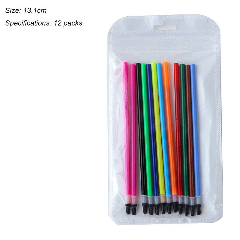 24/12PCS/Box Color Gel Pen Refill Set Kawaii 0.5mm Candy Colors Ballpoint Pens Student Office Writing Pens School Stationery - Slobuy