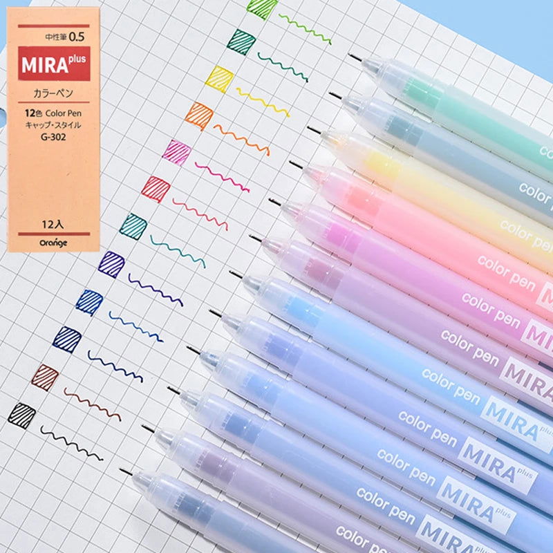 24/12PCS/Box Color Gel Pen Refill Set Kawaii 0.5mm Candy Colors Ballpoint Pens Student Office Writing Pens School Stationery - Slobuy