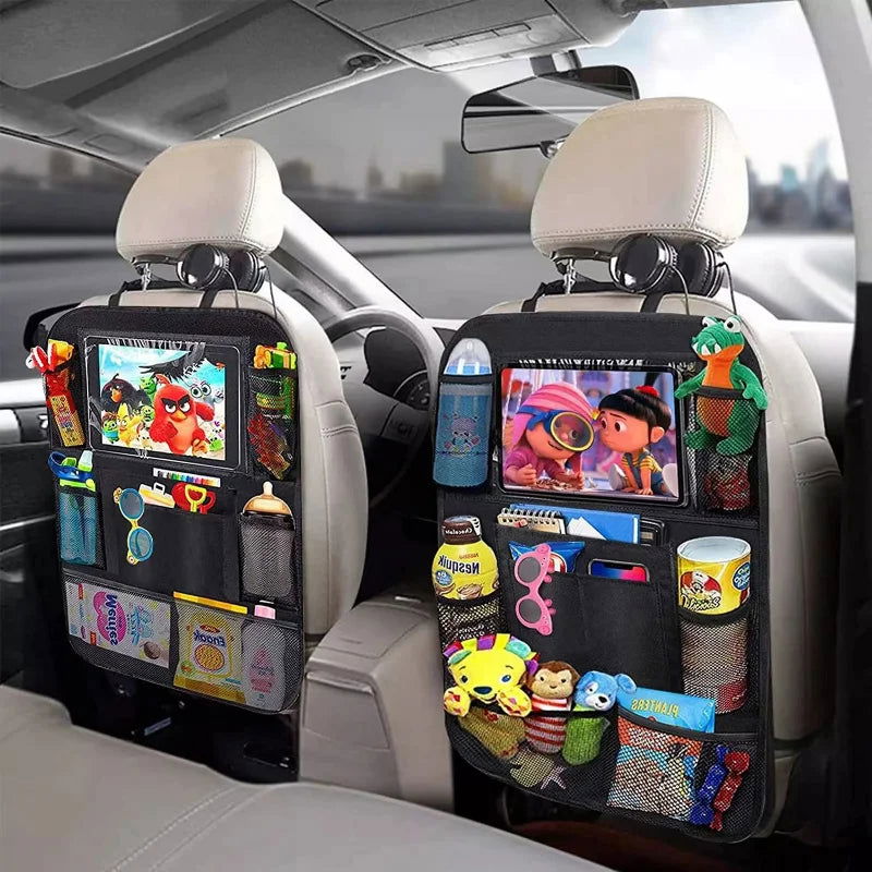 Car Backseat Organizer with Touch Screen Tablet Holder Auto Storage Pockets Cover Car Seat Back Protectors Car Accessories - Slobuy