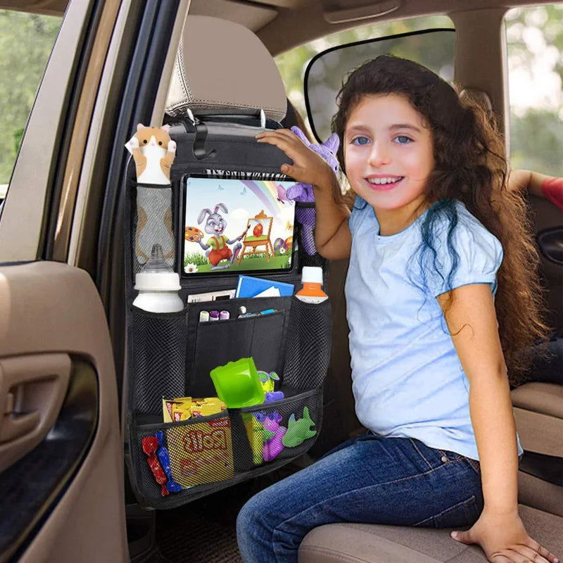 Car Backseat Organizer with Touch Screen Tablet Holder Auto Storage Pockets Cover Car Seat Back Protectors Car Accessories - Slobuy