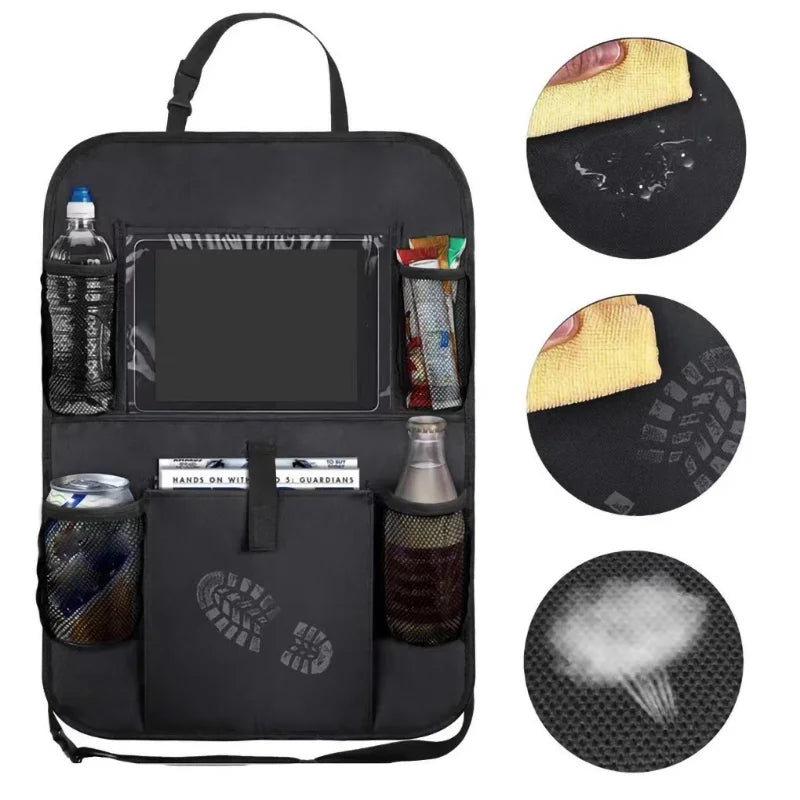 Car Backseat Organizer with Touch Screen Tablet Holder Auto Storage Pockets Cover Car Seat Back Protectors Car Accessories - Slobuy