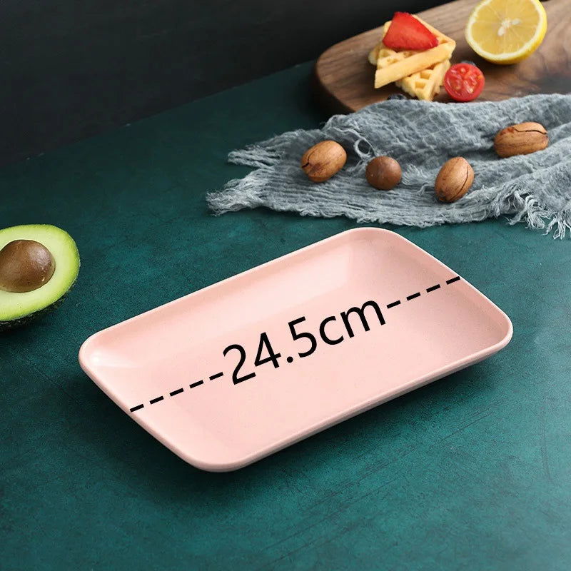 Creative Wheat Straw Rectangular Plate Melamine Healthy Tableware Kitchen Cooking Utensils Dessert Sushi Pasta Plate Dishes - Slobuy
