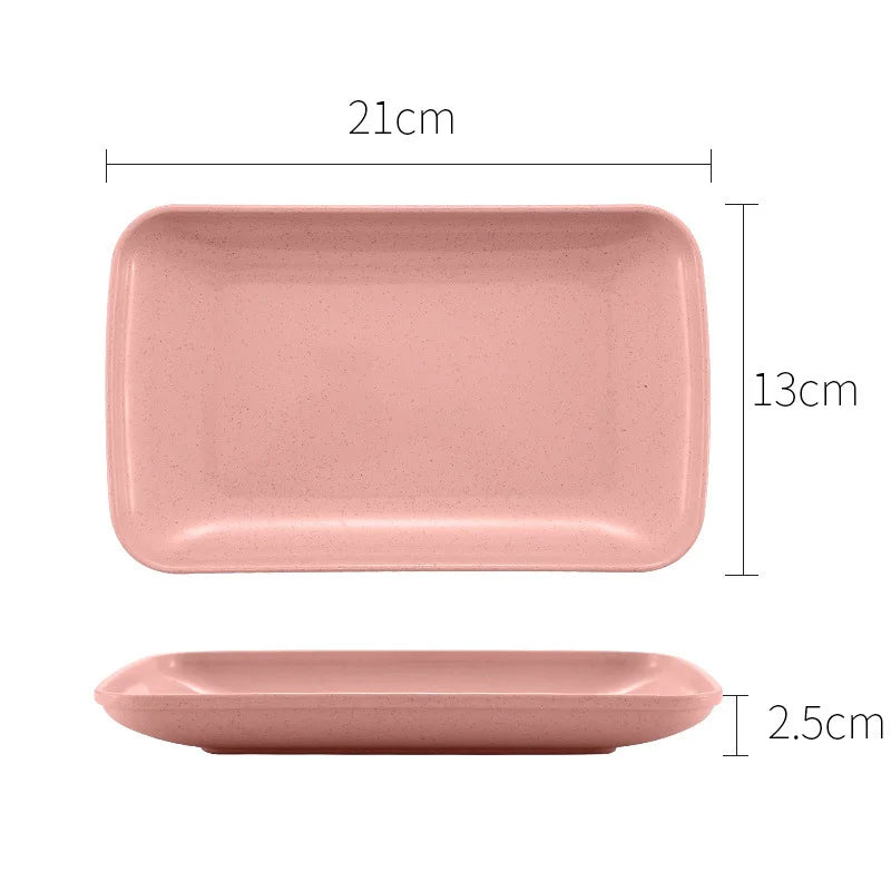 Creative Wheat Straw Rectangular Plate Melamine Healthy Tableware Kitchen Cooking Utensils Dessert Sushi Pasta Plate Dishes - Slobuy