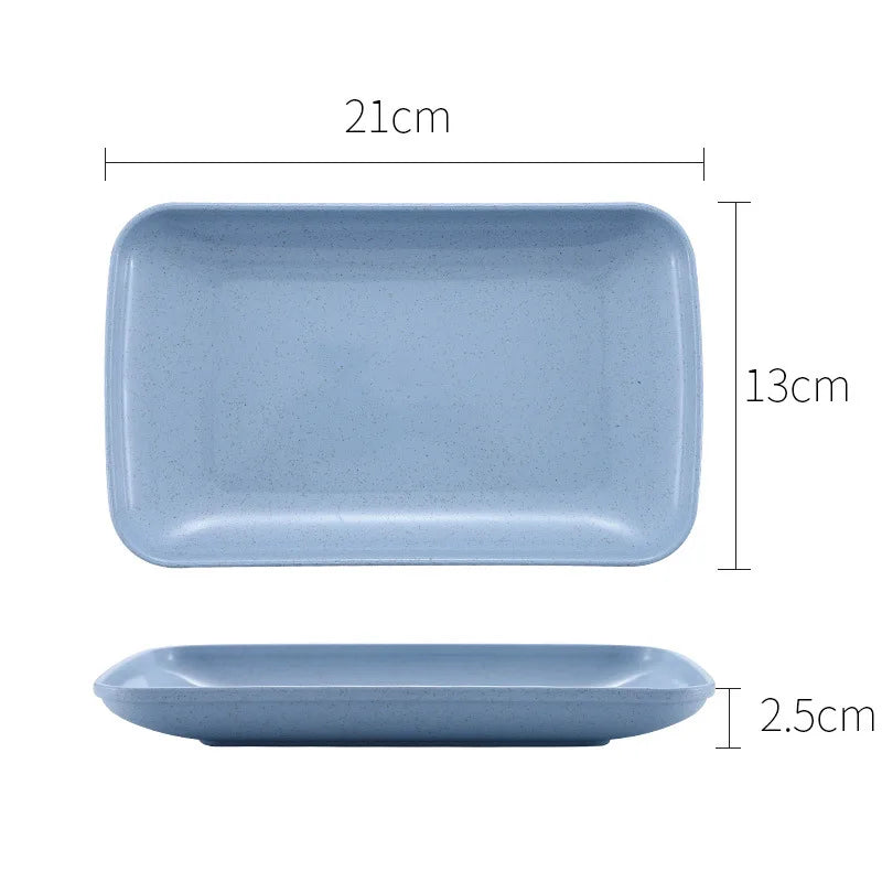 Creative Wheat Straw Rectangular Plate Melamine Healthy Tableware Kitchen Cooking Utensils Dessert Sushi Pasta Plate Dishes - Slobuy