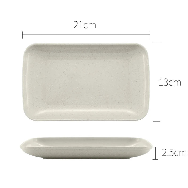 Creative Wheat Straw Rectangular Plate Melamine Healthy Tableware Kitchen Cooking Utensils Dessert Sushi Pasta Plate Dishes - Slobuy