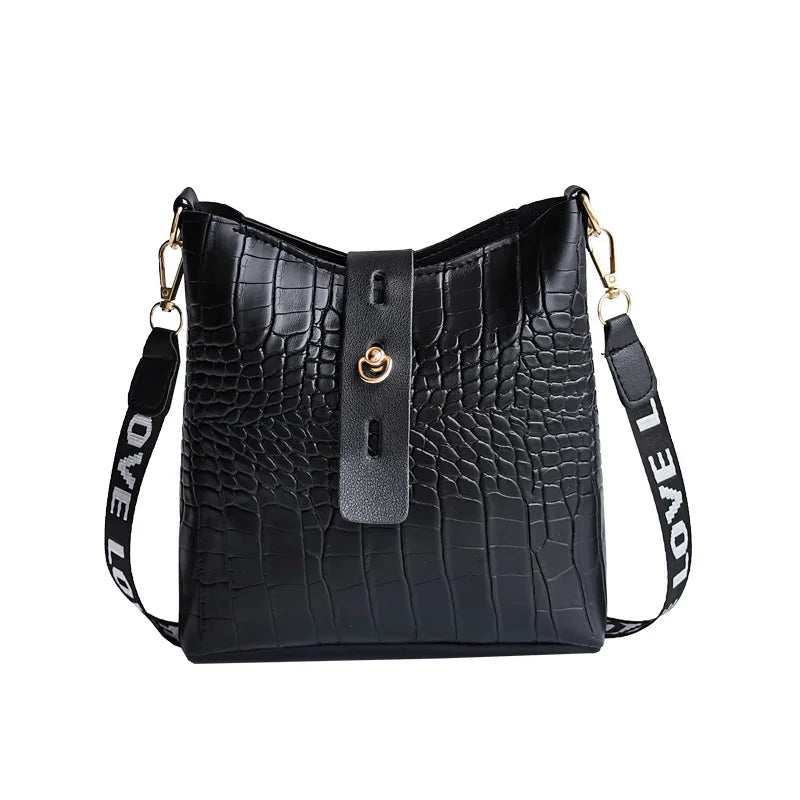 Crocodile Messenger Bags For Women Luxury High Quality Ladies Handbags Bucket Bag Pu Leather Crossbody Shoulder Bag Female - Slobuy