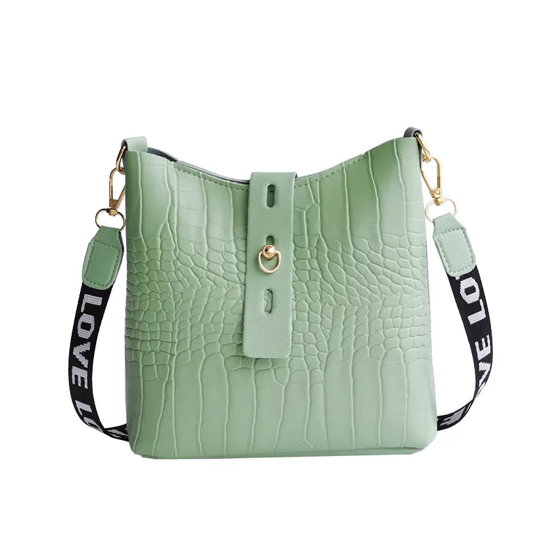 Crocodile Messenger Bags For Women Luxury High Quality Ladies Handbags Bucket Bag Pu Leather Crossbody Shoulder Bag Female - Slobuy